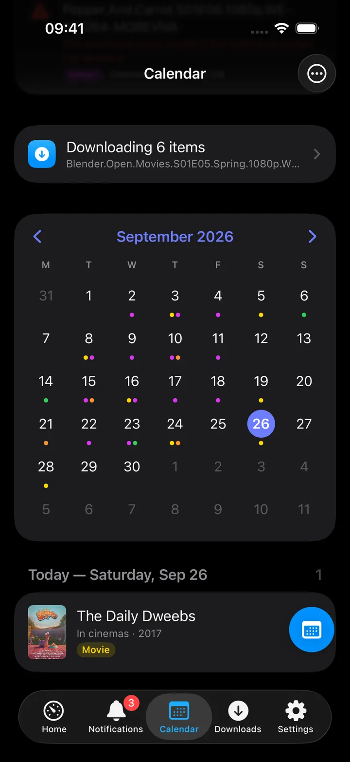 Agenda day section listing episode releases