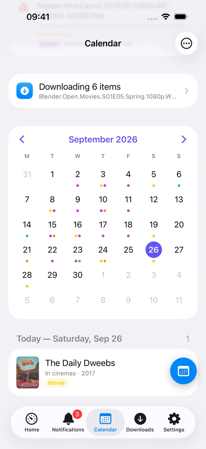 Agenda day section listing episode releases