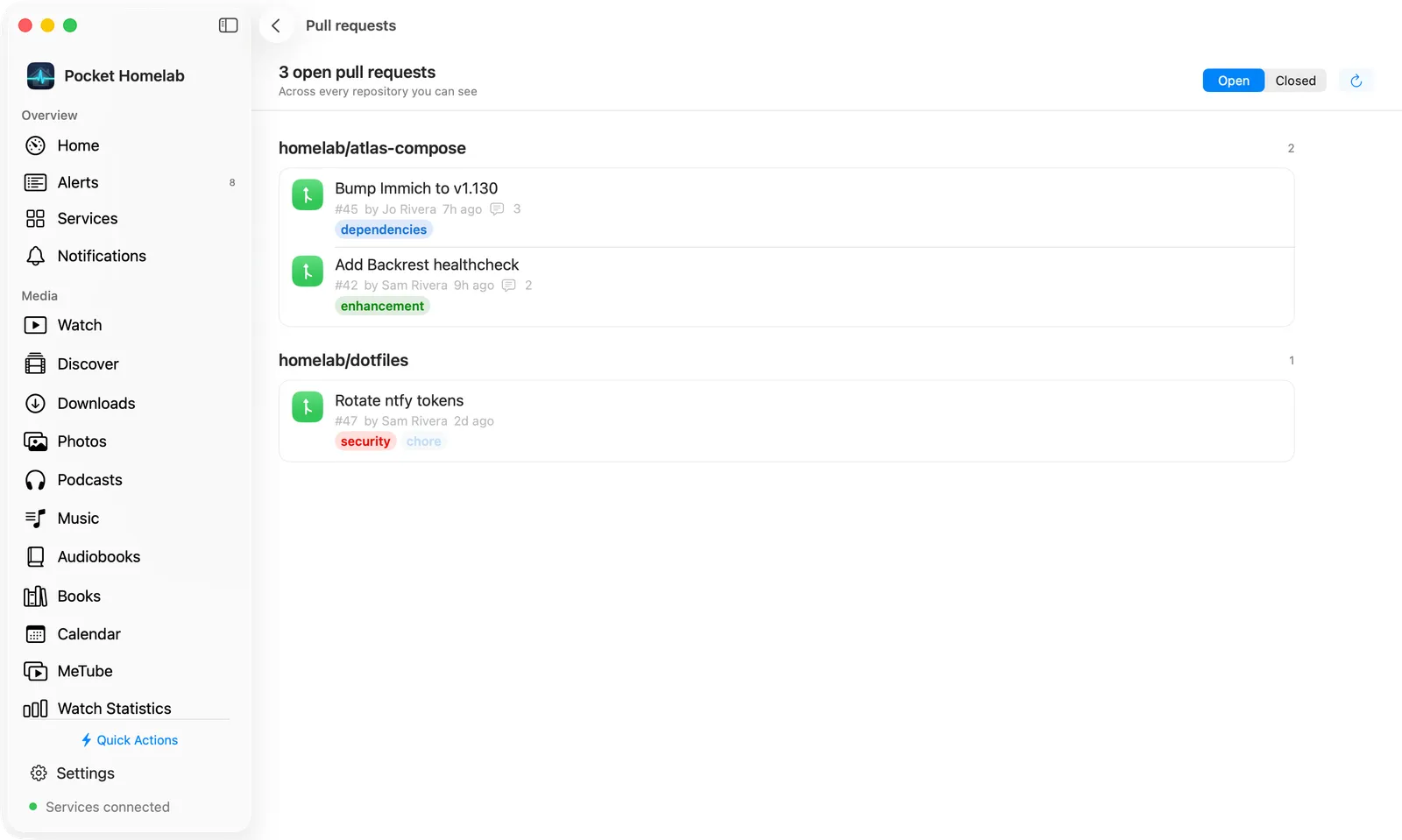 A pull request open in the Mac Code workspace