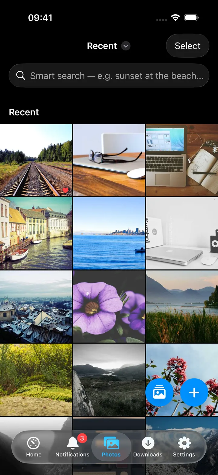 Photos with the round screen action button to the left of the +