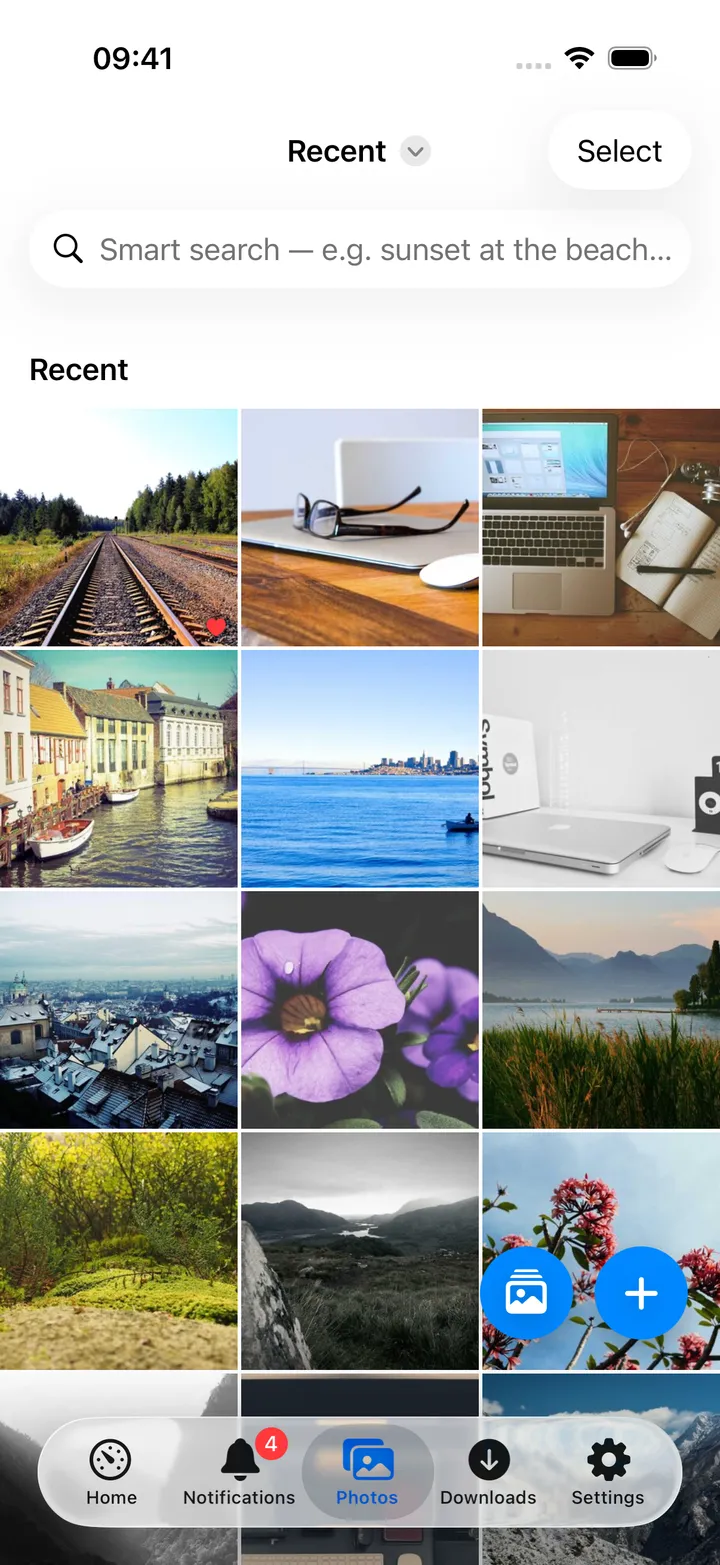 Photos with the round screen action button to the left of the +