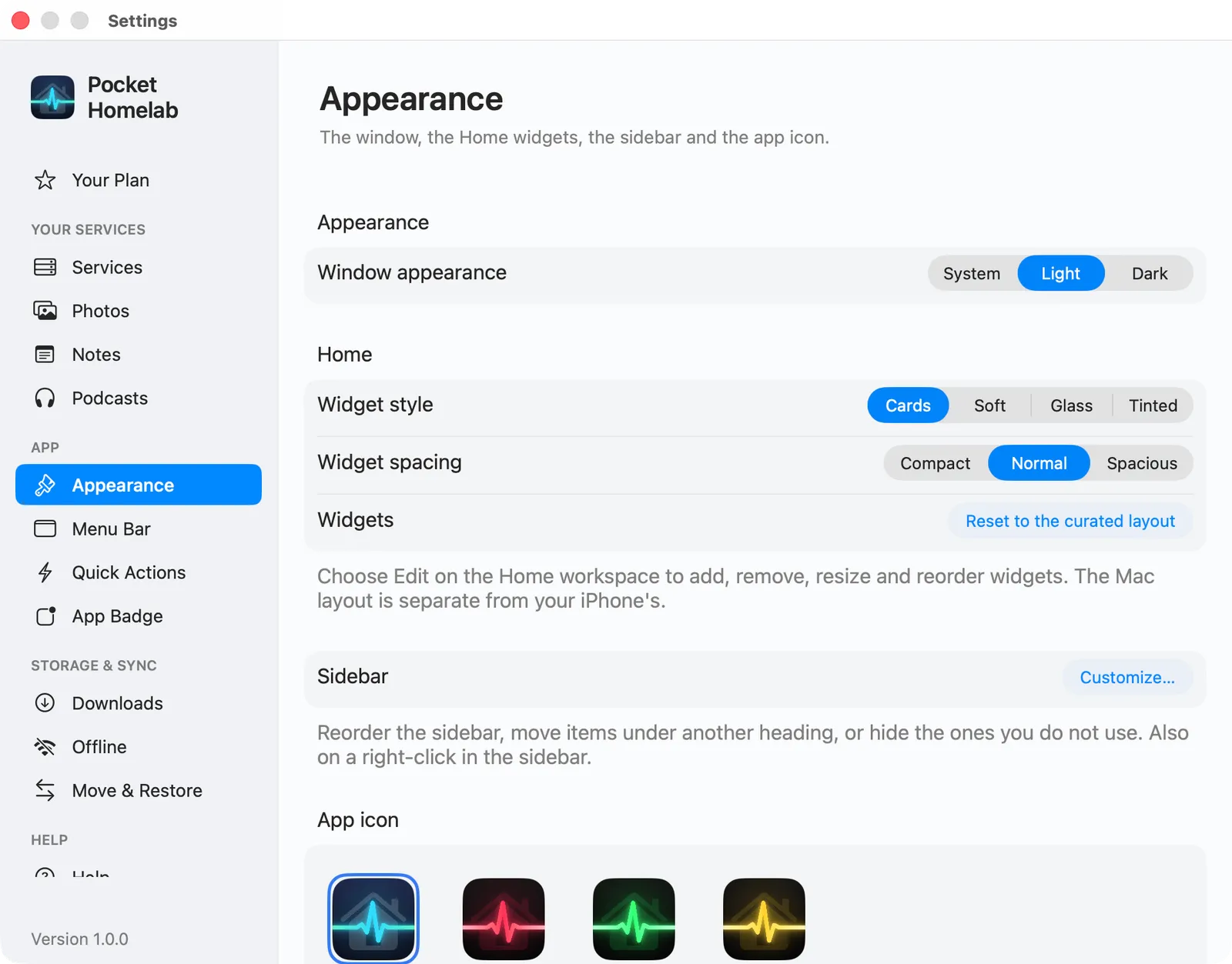 Mac Settings window