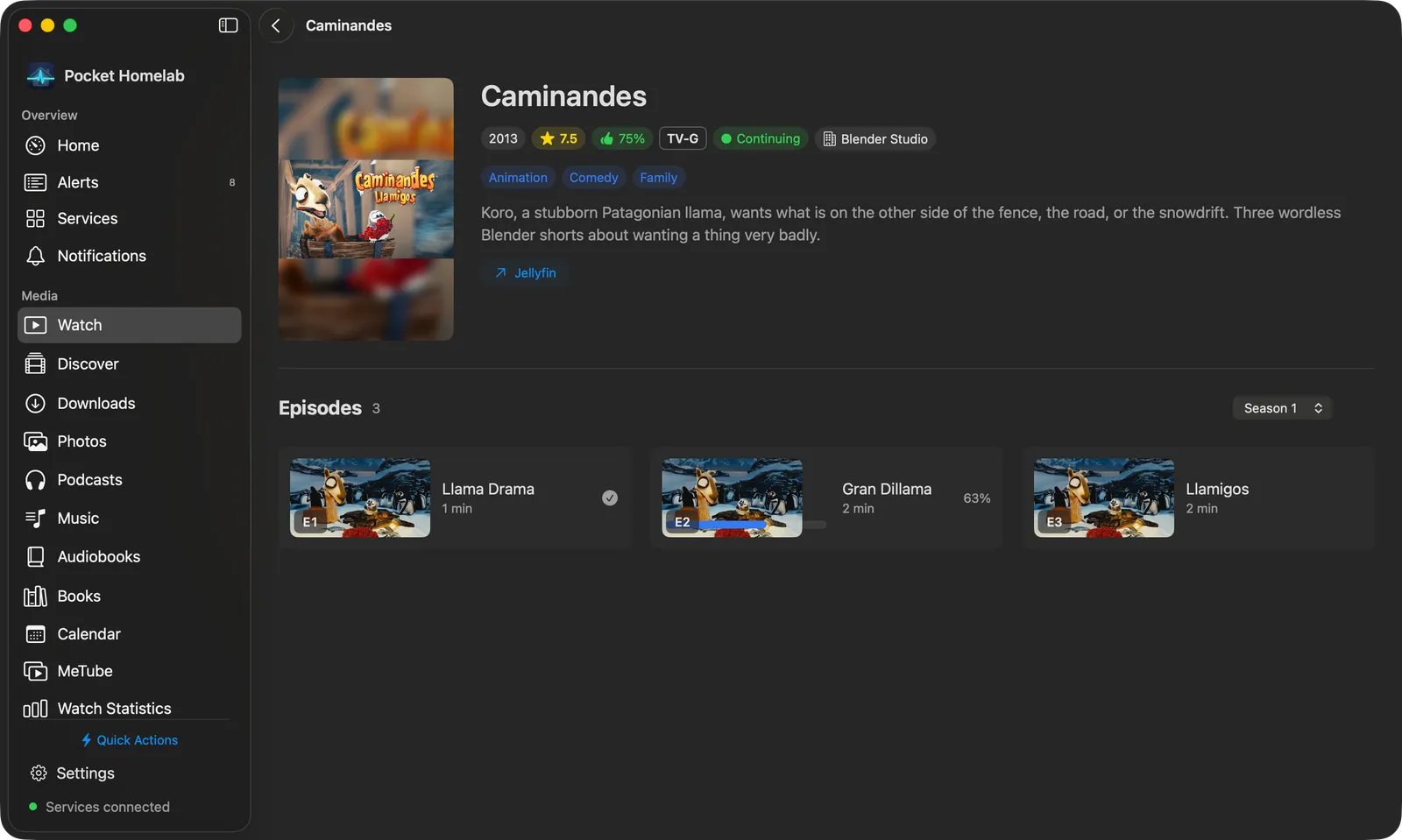 Mac movie or series detail view